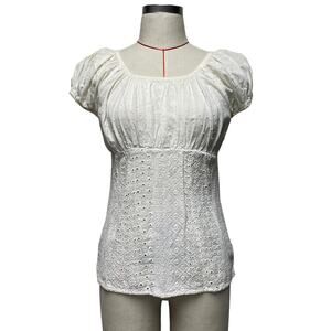 Vintage Cynthia Rowley Womens Size M Swiss Dot Eyelet Off Shoulder Top